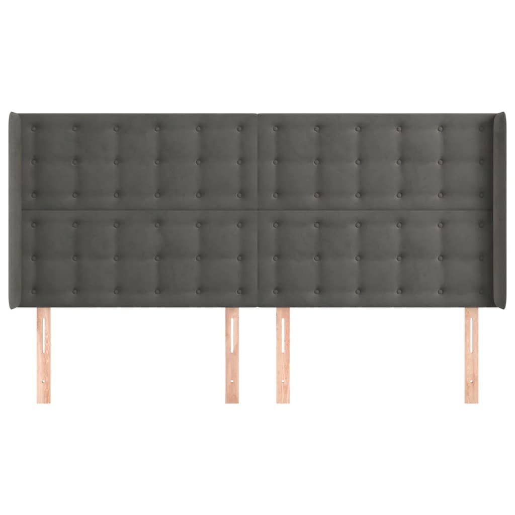 vidaXL Κεφαλάρι με Πτερύγια Σκούρο Γκρι 163x16x118/128 εκ. Βελούδινο