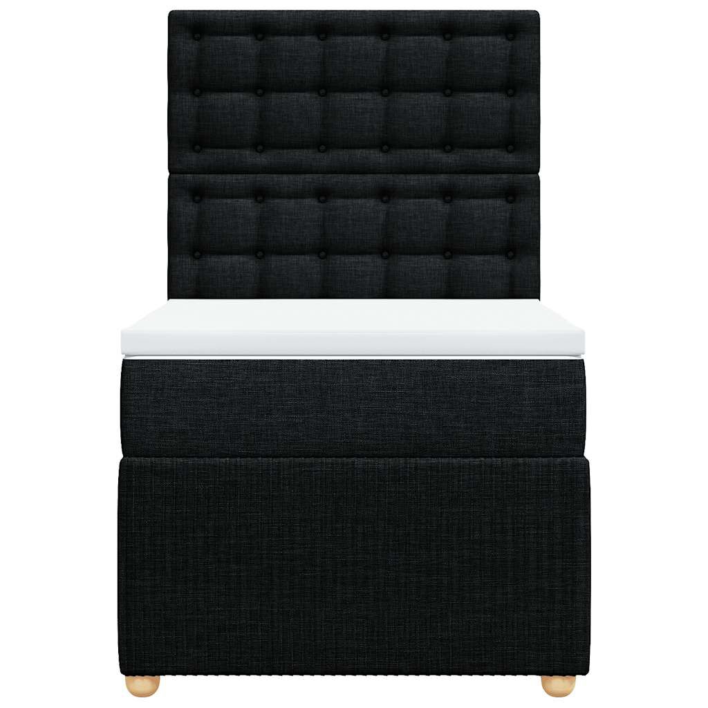 vidaXL Κρεβάτι Boxspring με Στρώμα Μαύρο 80 x 200 εκ. Υφασμάτινο