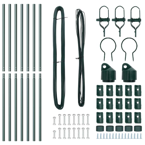 vidaXL Σύνολο πόλων φence 7 pcs Πράσινο Ø32mm 160 εκ Ατσάλι