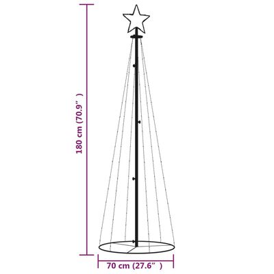 vidaXL Χριστουγεννιάτικο Δέντρο Κώνος 108 LED Θερμό Λευκό 70x180 εκ.