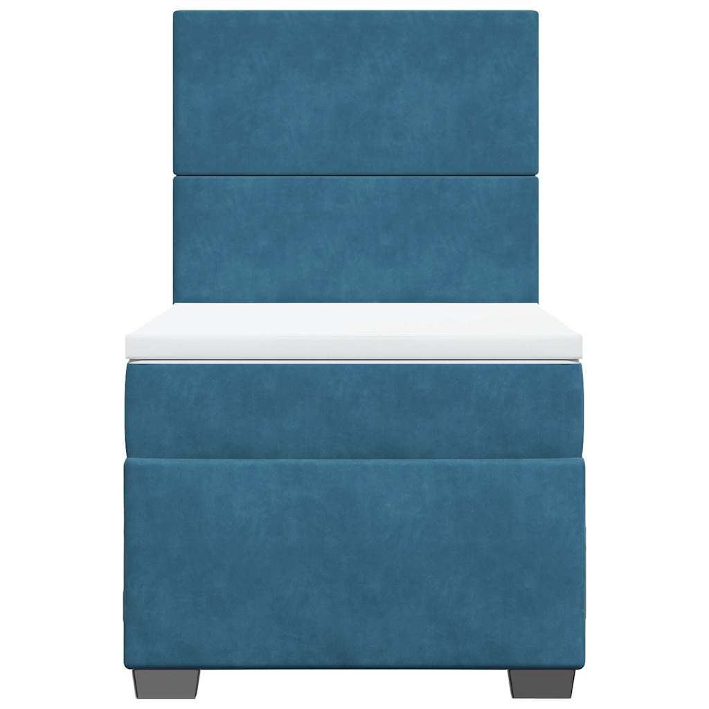 vidaXL Κρεβάτι Boxspring με Στρώμα Μπλε 80 x 200 εκ. Βελούδινο