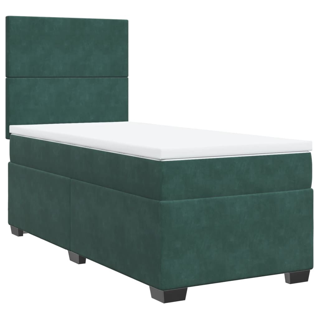 vidaXL Κρεβάτι Boxspring με Στρώμα Σκούρο Πράσινο 80x200 εκ. Βελούδινο