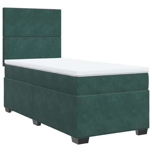 vidaXL Κρεβάτι Boxspring με Στρώμα Σκούρο Πράσινο 80x200 εκ. Βελούδινο
