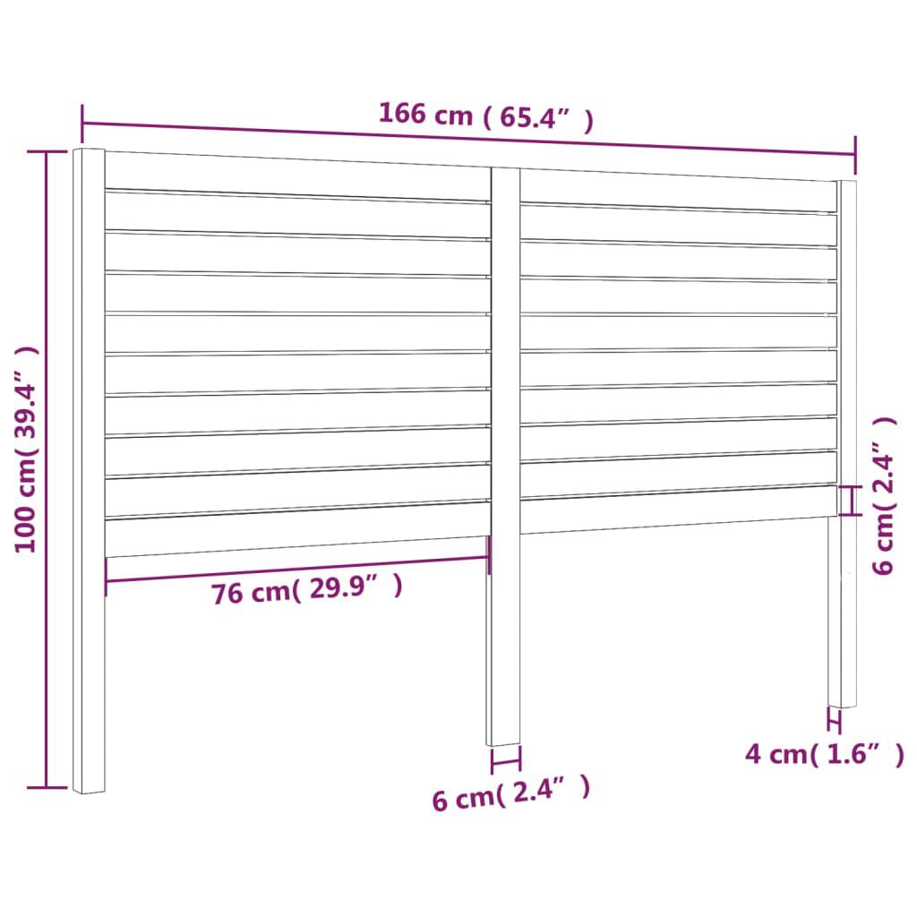 vidaXL Κεφαλάρι Κρεβατιού 166 x 4 x 100 εκ. από Μασίφ Ξύλο Πεύκου