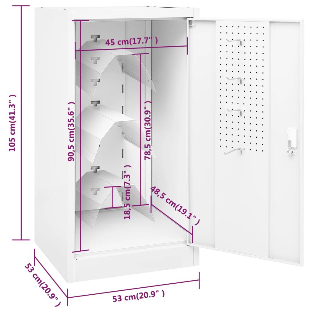 vidaXL Ντουλάπα για Σέλα Λευκό 53 x 53 x 105 εκ. Ατσάλινο