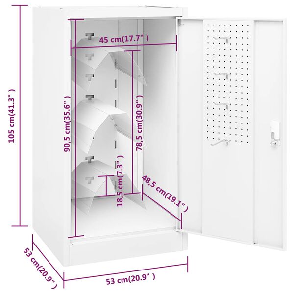 vidaXL Ντουλάπα για Σέλα Λευκό 53 x 53 x 105 εκ. Ατσάλινο