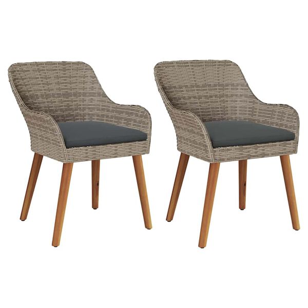 vidaXL Καρέκλα Κήπου 2 pcs Μαύρο 55 x 62.5 x 82 εκ. συνθετικό ρατάν