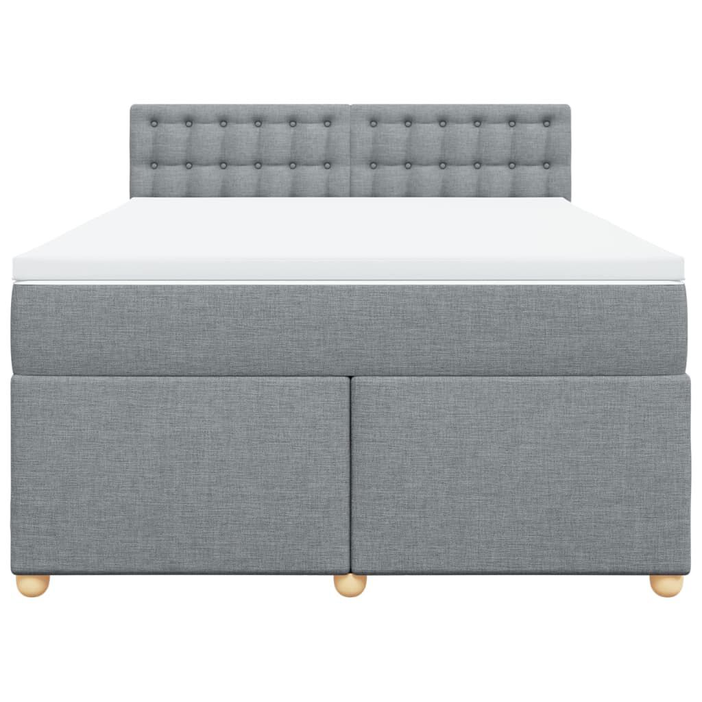 vidaXL Κρεβάτι Boxspring με Στρώμα Ανοιχτό Γκρι 140x200 εκ. Υφασμάτινο