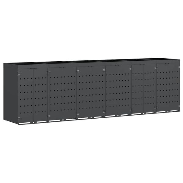 vidaXL Αποθήκη τροχήλατου κάδου για 6 κάδους Ανθρακί