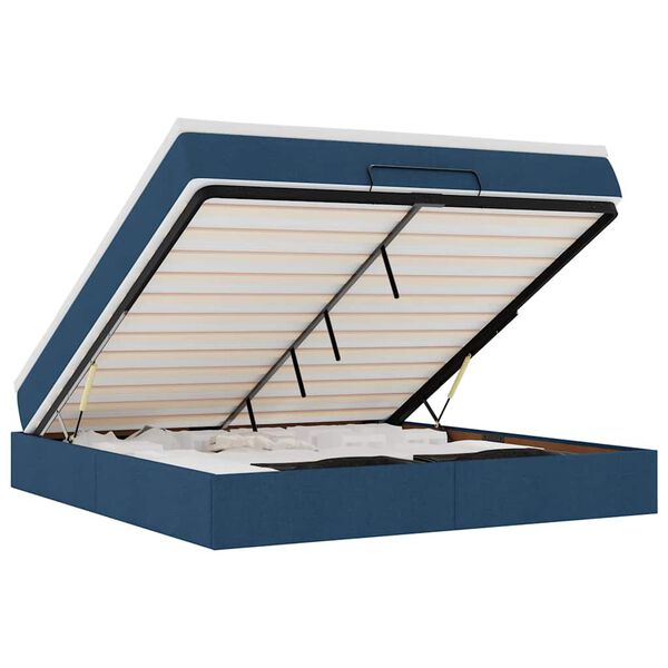 vidaXL Οθωμανικό κρεβάτι με στρώμα μπλε 160x200cm ύφασμα