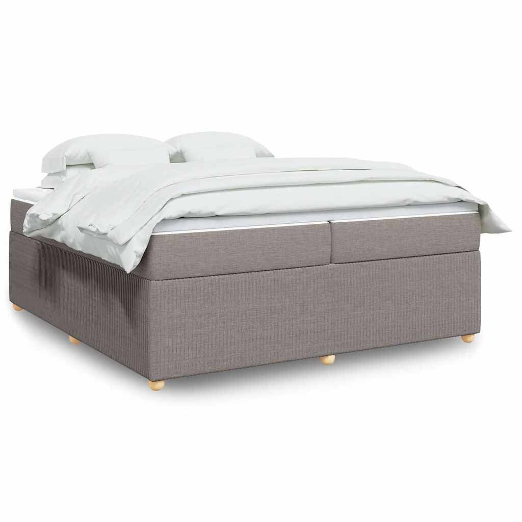 vidaXL Κρεβάτι Boxspring με Στρώμα Taupe 200x200 εκ. Υφασμάτινο