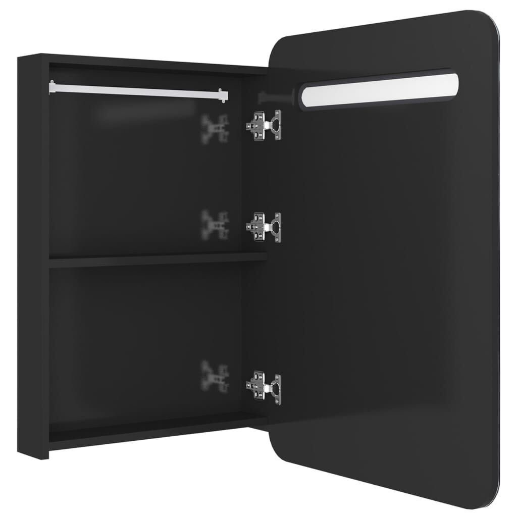 vidaXL Καθρέφτης Μπάνιου με Ντουλάπι & LED Λαμπερό Μαύρο 60x11x80 εκ.