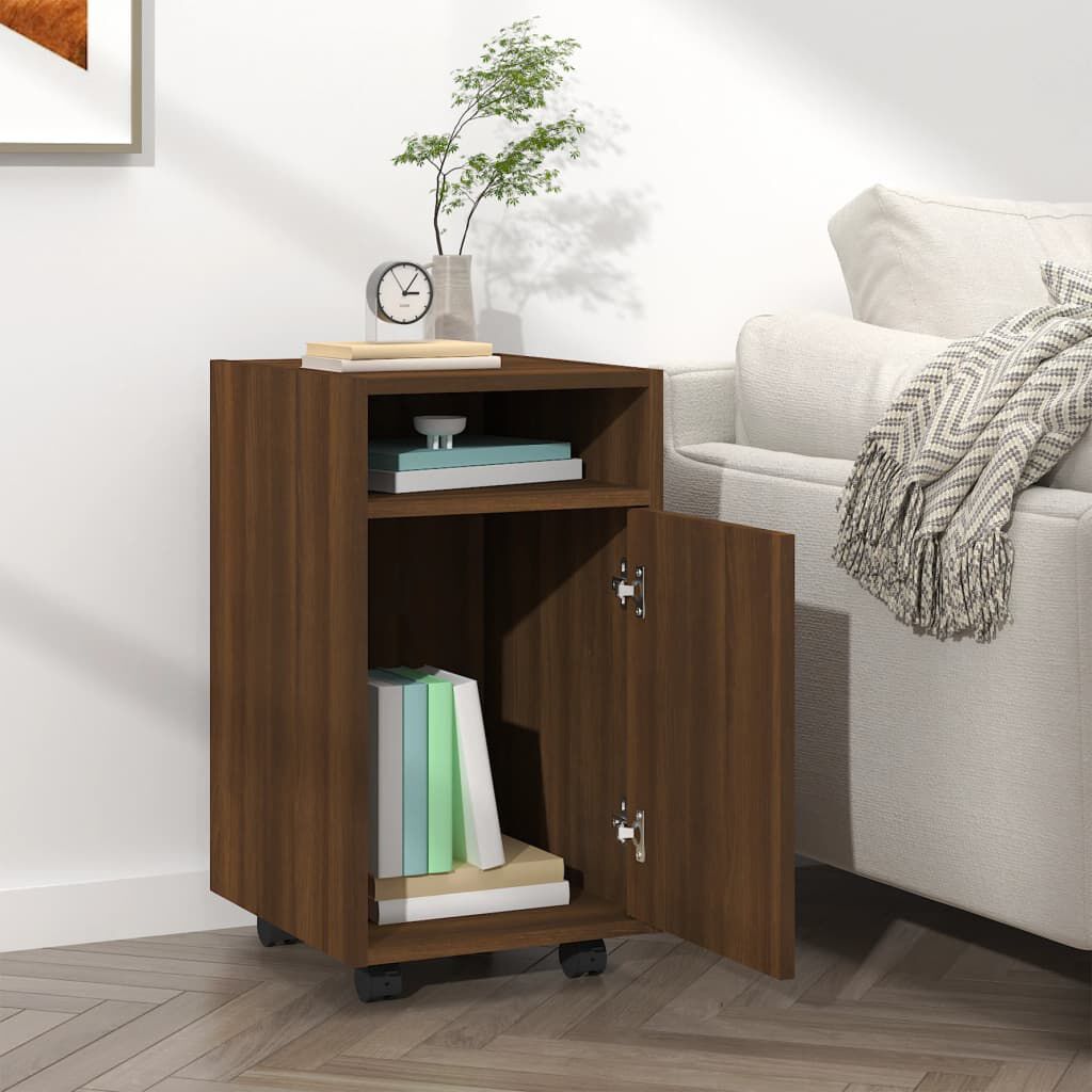 vidaXL Ντουλάπι με Ροδάκια Καφέ Δρυς 33x38x60 εκ. Επεξεργασμένο ξύλο