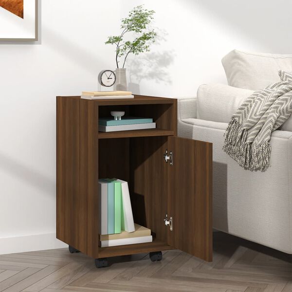 vidaXL Ντουλάπι με Ροδάκια Καφέ Δρυς 33x38x60 εκ. Επεξεργασμένο ξύλο
