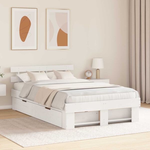 vidaXL Σκελετός Κρεβατιού Λευκό 120 x 190 cm Μασίφ ξύλο πεύκου