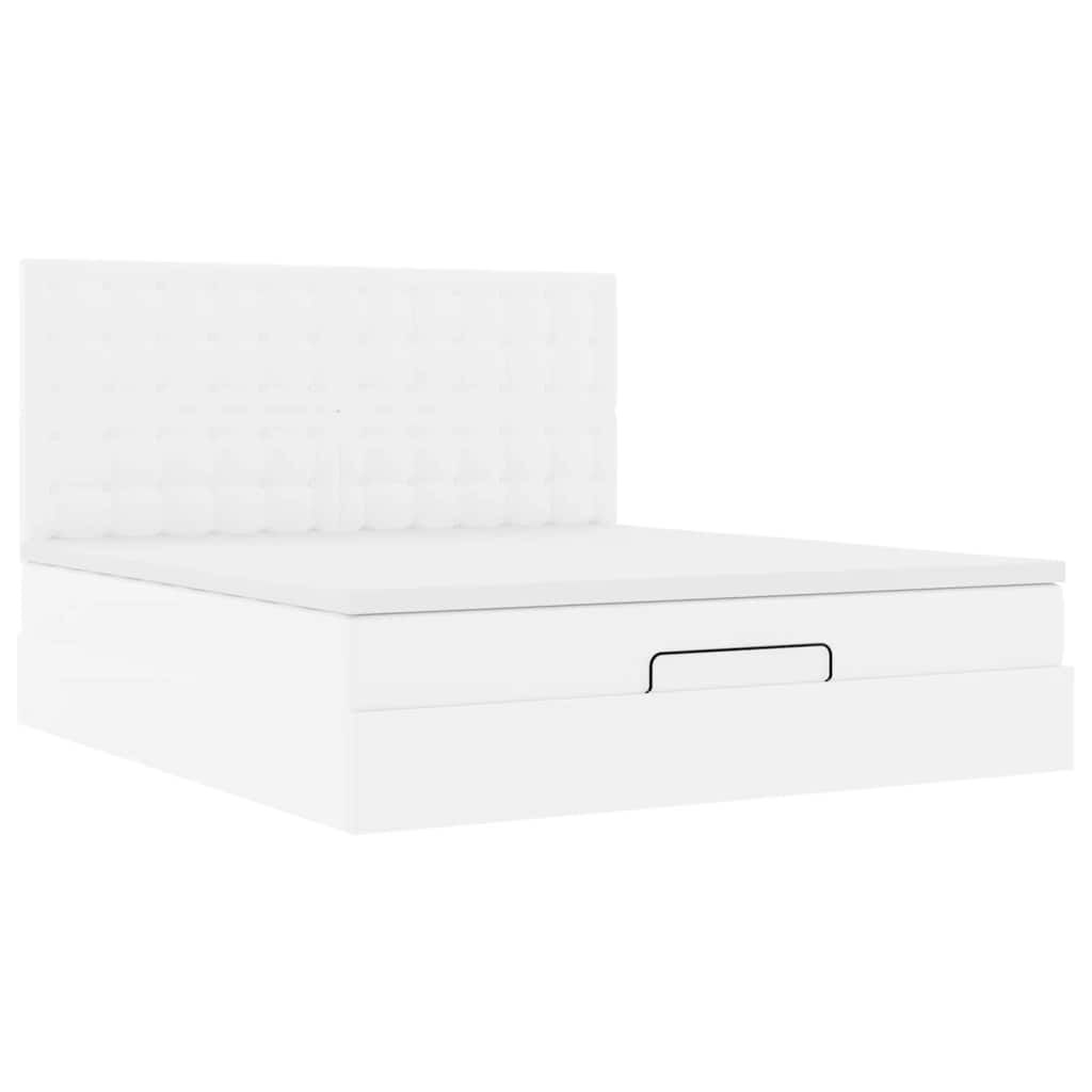 vidaXL Οθωμανικό κρεβάτι με στρώμα Λευκό 180x200cm Faux Leather