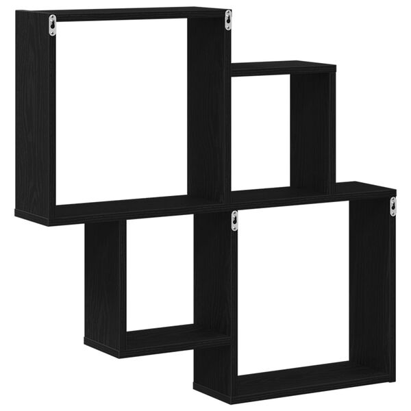 vidaXL Ράφι Τοίχου Κύβος με ράφι Μαύρη δρυς 80 x 15 x 78.5 εκ