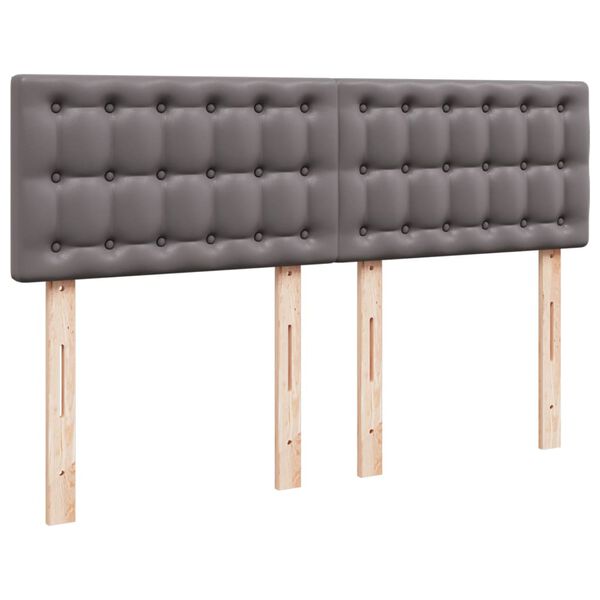 vidaXL Κρεβάτι Boxspring με Στρώμα Γκρι 140x200εκ. από Συνθετικό Δέρμα
