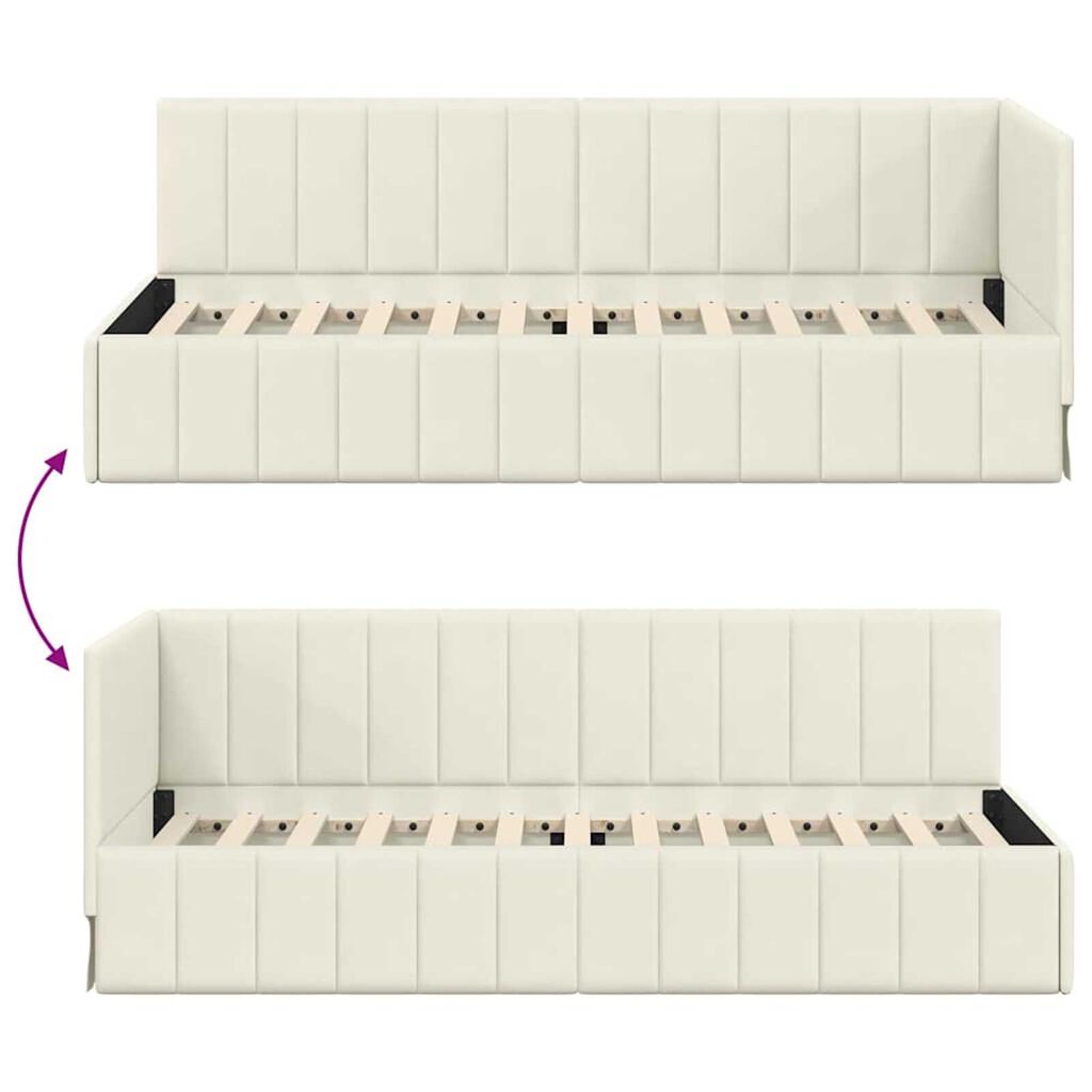vidaXL Κρεβάτι Γωνίας με κεφαλάρι Κρεμ 80 x 200 cm Βελούδο