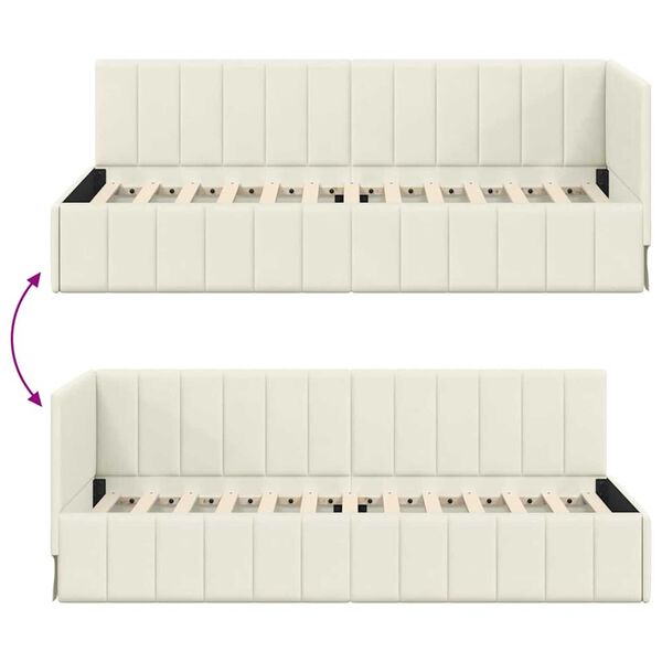 vidaXL Κρεβάτι Γωνίας με κεφαλάρι Κρεμ 80 x 200 cm Βελούδο