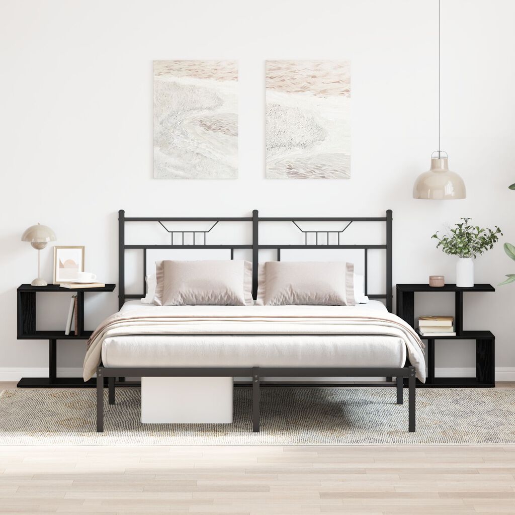 vidaXL Κομοδίνο 2 τμχ Μαύρο Δρυς 50x30x51,5 εκ Τεχνητό Ξύλο
