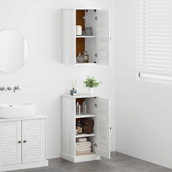vidaXL Σετ Επίπλων Μπάνιου με ράφι 2 pcs Λευκό αντικέ 37 x 34 x 80 εκ