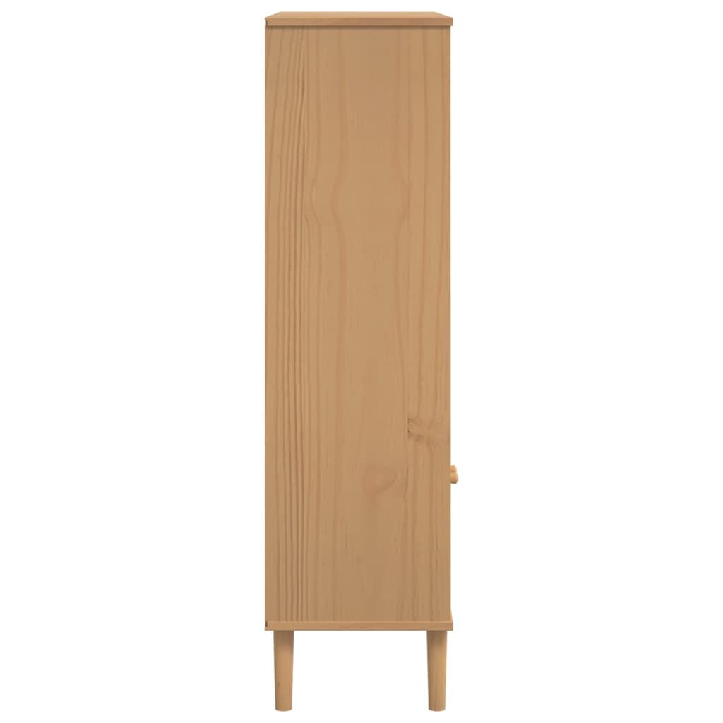 vidaXL Βιβλιοθήκη SENJA Καφέ/Όψη Ρατάν 90x35x130 εκ Μασίφ Ξύλο Πεύκου