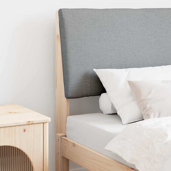 vidaXL Ταπετσαρισμένο κεφαλάρι Ανοιχτό γκρι 75 cm Στερεά ξυλεία πεύκου