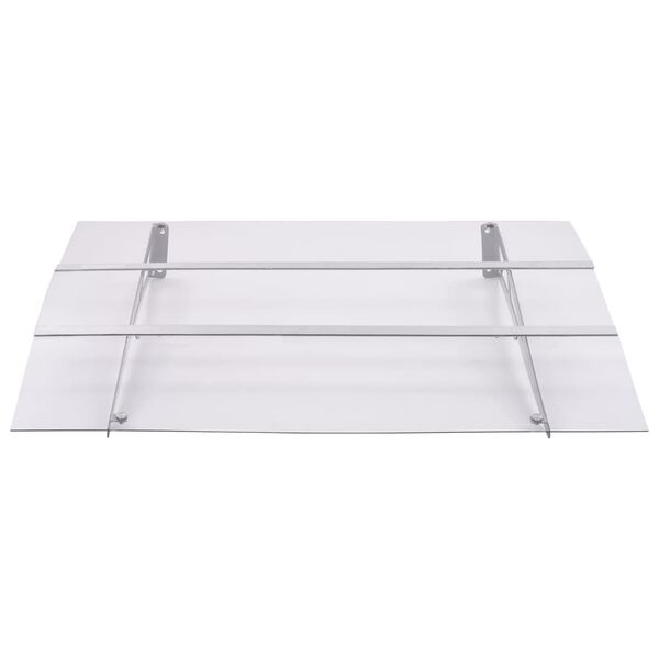 vidaXL Στέγαστρο Πόρτας Ασημί / Διαφανές 150 x 90 εκ. Πολυανθρακικό