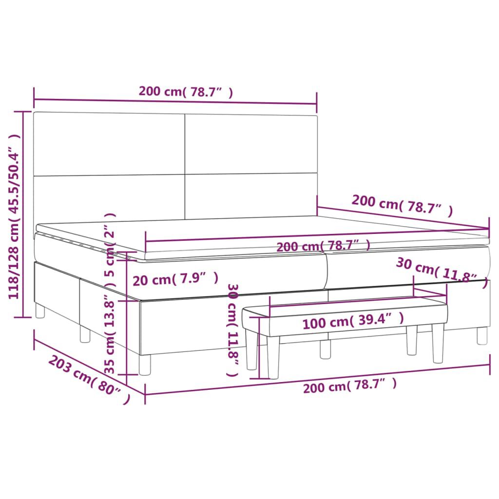 vidaXL Κρεβάτι Boxspring με Στρώμα Καπουτσίνο 200x200εκ.από Συνθ.Δέρμα