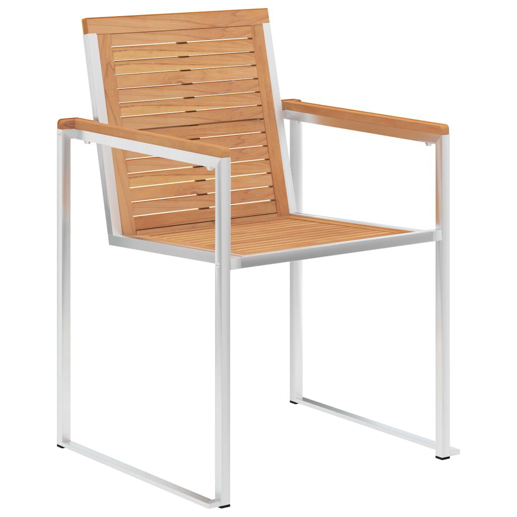 vidaXL Καρέκλες Κήπου 2 τεμ. από Μασίφ Ξύλο Teak/Ανοξείδωτο Ατσάλι