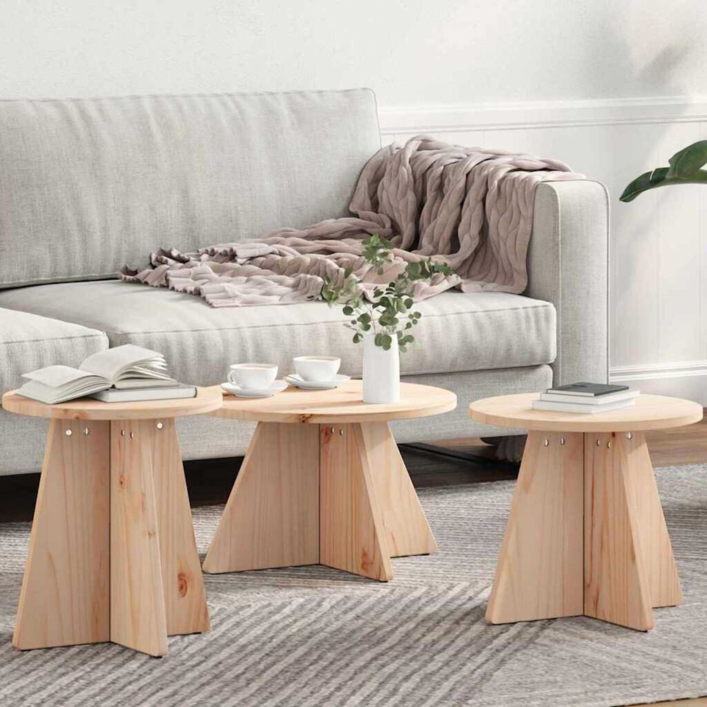 vidaXL Τραπεζάκι σαλονιού 3 pcs Φυσικό 49 x 49 x 30 εκ.
