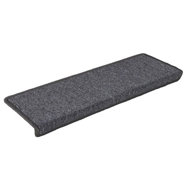 vidaXL Πατάκια Σκαλοπατιών 15 τεμ. Σκούρο Γκρι 65x21x4 εκ. με Ορθογώνια Άκρη