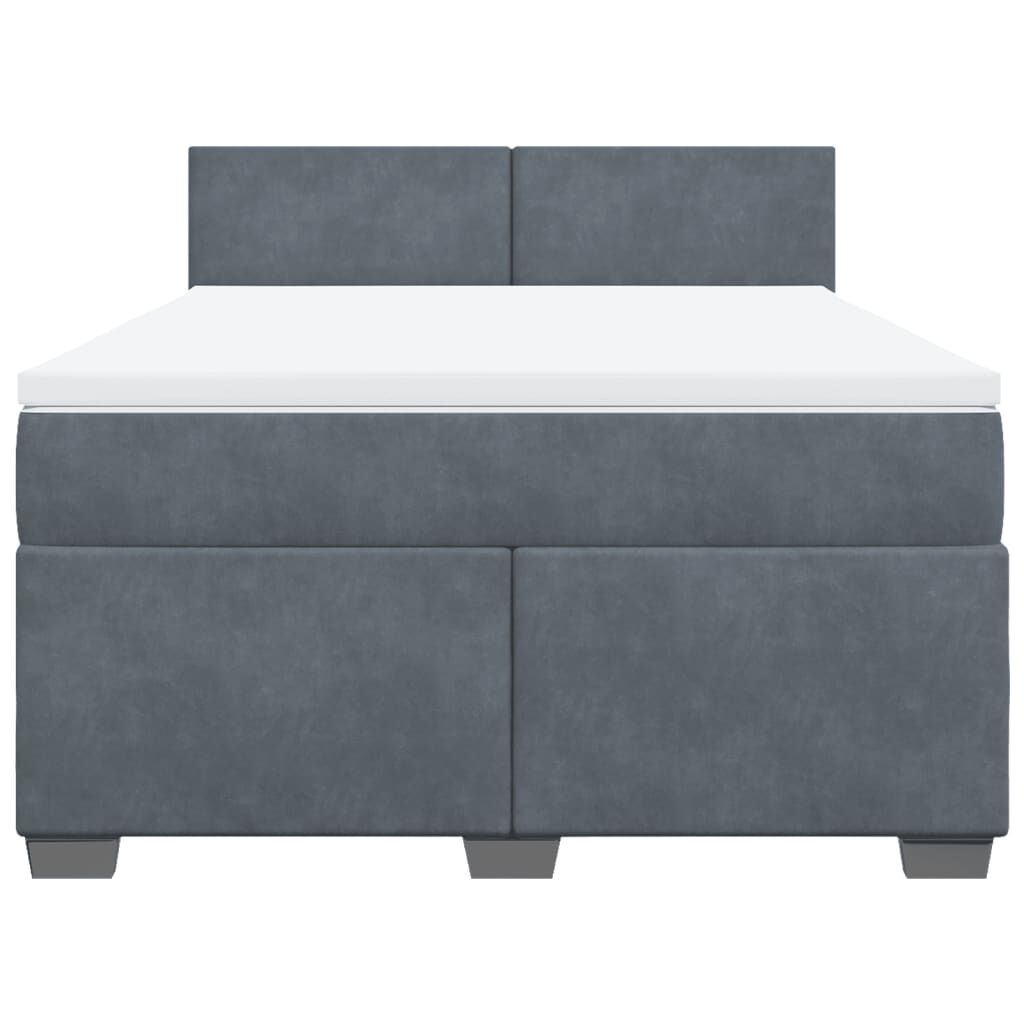 vidaXL Κρεβάτι Boxspring με Στρώμα Σκούρο Γκρι 140x200 εκ. Βελούδινο
