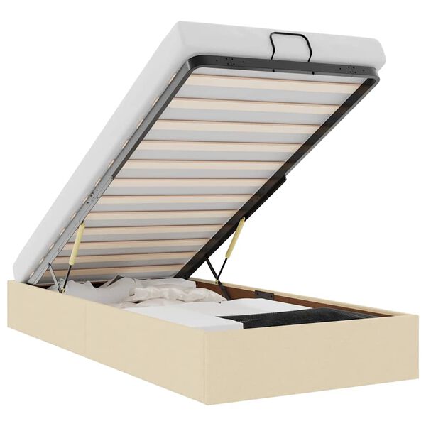 vidaXL Οθωμανικό πλαίσιο κρεβατιού χωρίς στρώμα Κρέμα 80x200 cm Ύφασμα