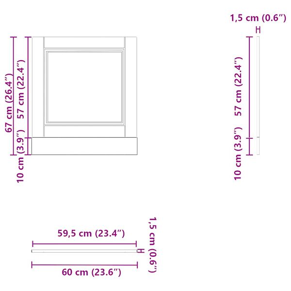 vidaXL Πίνακας πλυντηρίου πιάτων Porto Γκρι Sonoma 60x1,5x67 εκ.
