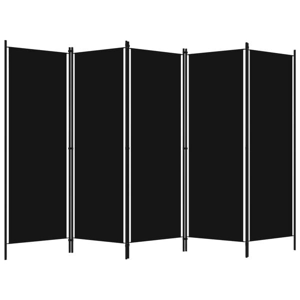 vidaXL Διαχωριστικό Δωματίου με 5 Πάνελ Μαύρο 250 x 180 εκ.