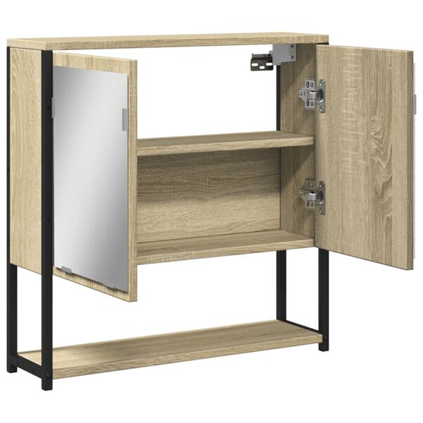 vidaXL Καθρέφτης Μπάνιου Ντουλάπι Sonoma Δρυς 60x16x60 εκ. Επεξ. Ξύλο