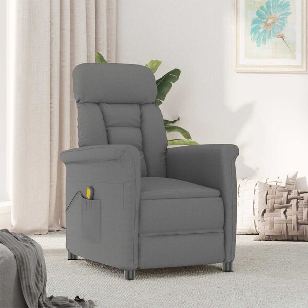 vidaXL Καρέκλα μασάζ Σκούρο γκρι 70.5 x 96.5 x 95 cm Πολυεστέρας