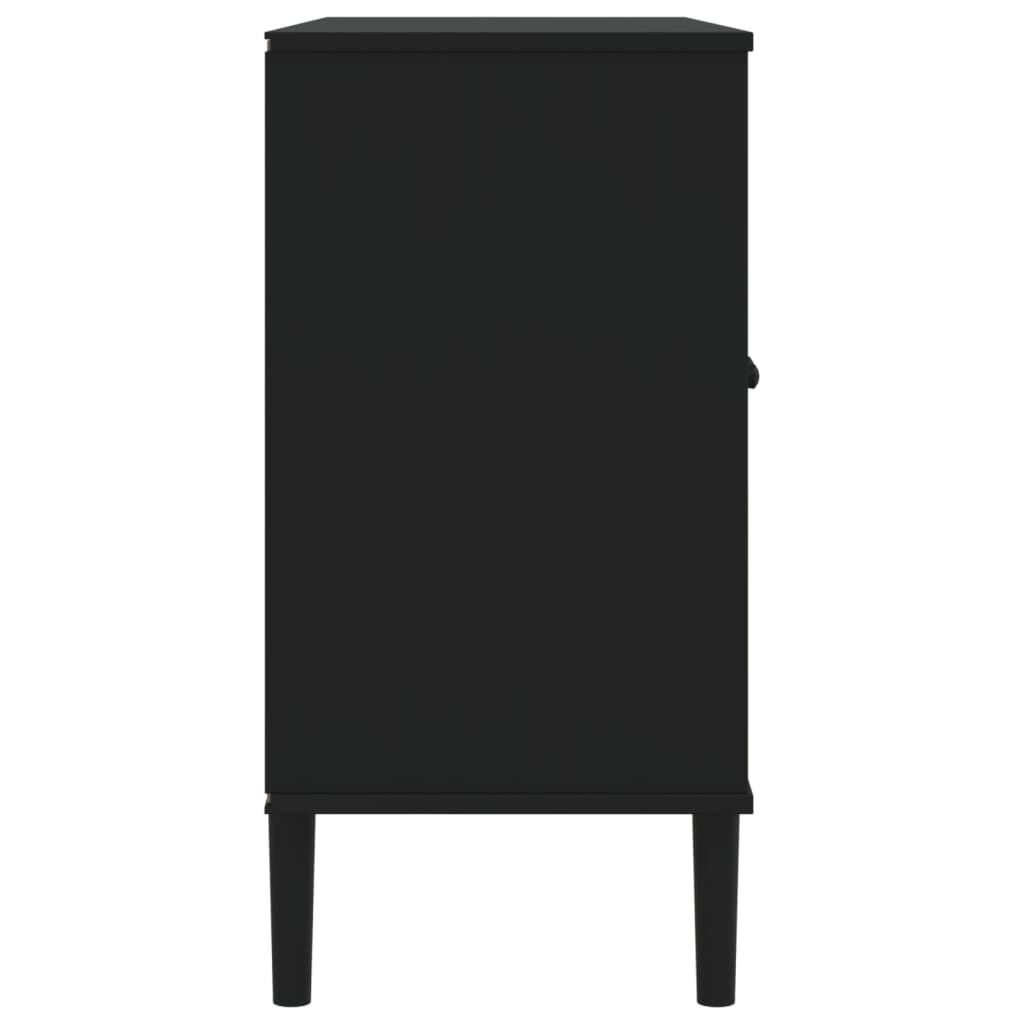 vidaXL Μπουφές SENJA Μαύρο / Ρατάν 112 x 40 x 80 εκ. Μασίφ Ξύλο Πεύκου
