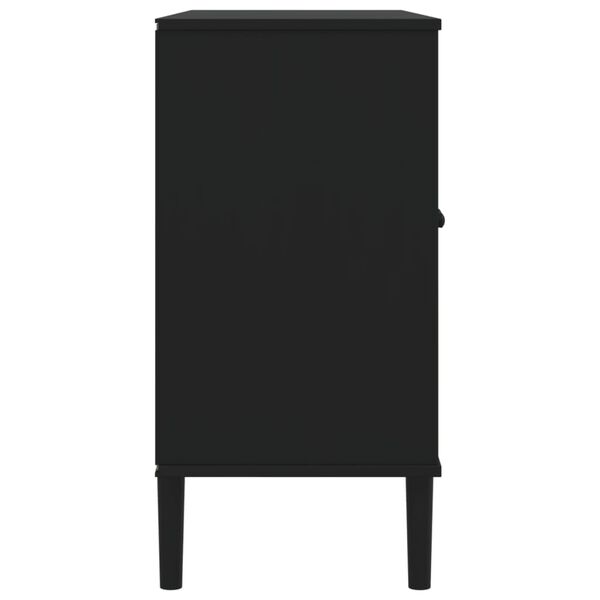 vidaXL Μπουφές SENJA Μαύρο / Ρατάν 112 x 40 x 80 εκ. Μασίφ Ξύλο Πεύκου