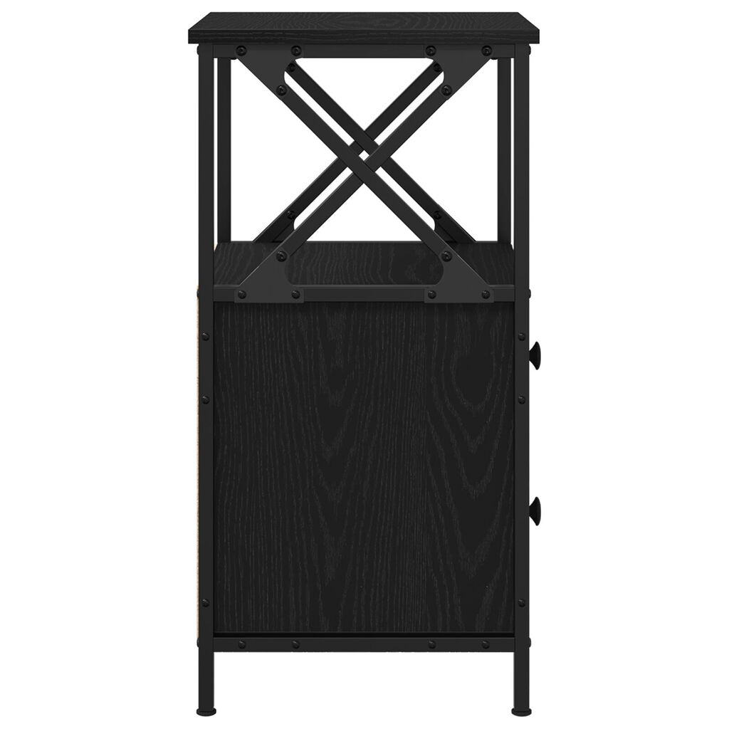 vidaXL Μαύρο Κομοδίνο από Δρύς 34x35,5x70 εκ.