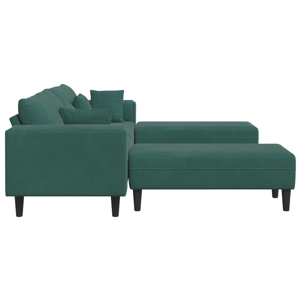 vidaXL Βελούδινος καναπές 3 pcs Σκούρο Πράσινο 208 εκ. Βελούδο