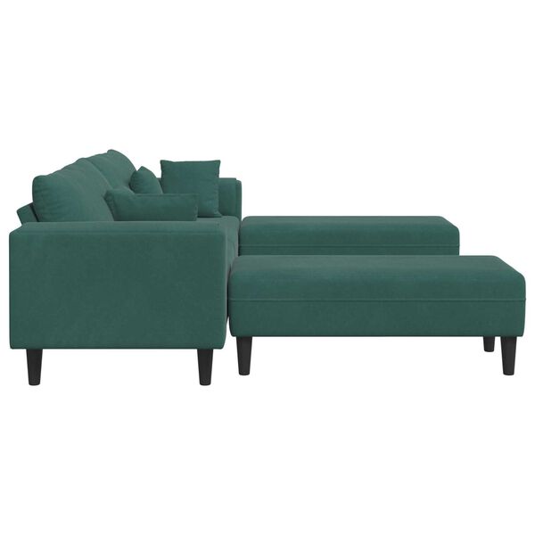 vidaXL Βελούδινος καναπές 3 pcs Σκούρο Πράσινο 208 εκ. Βελούδο
