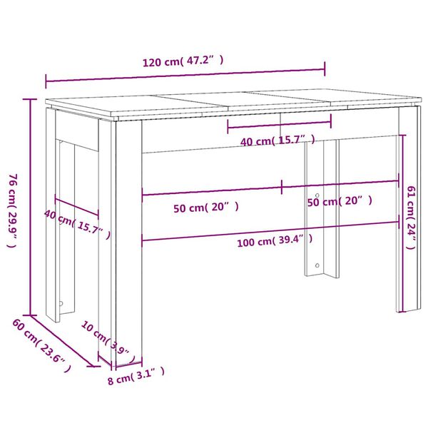 vidaXL Τραπεζαρία Παλιό Ξύλο 120 x 60 x 76 εκ. από Μοριοσανίδα