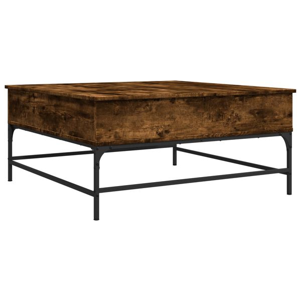 vidaXL Τραπεζάκι Σαλονιού Καπνιστή Δρυς 95x95x45 εκ. Επ. Ξύλο&Μέταλλο