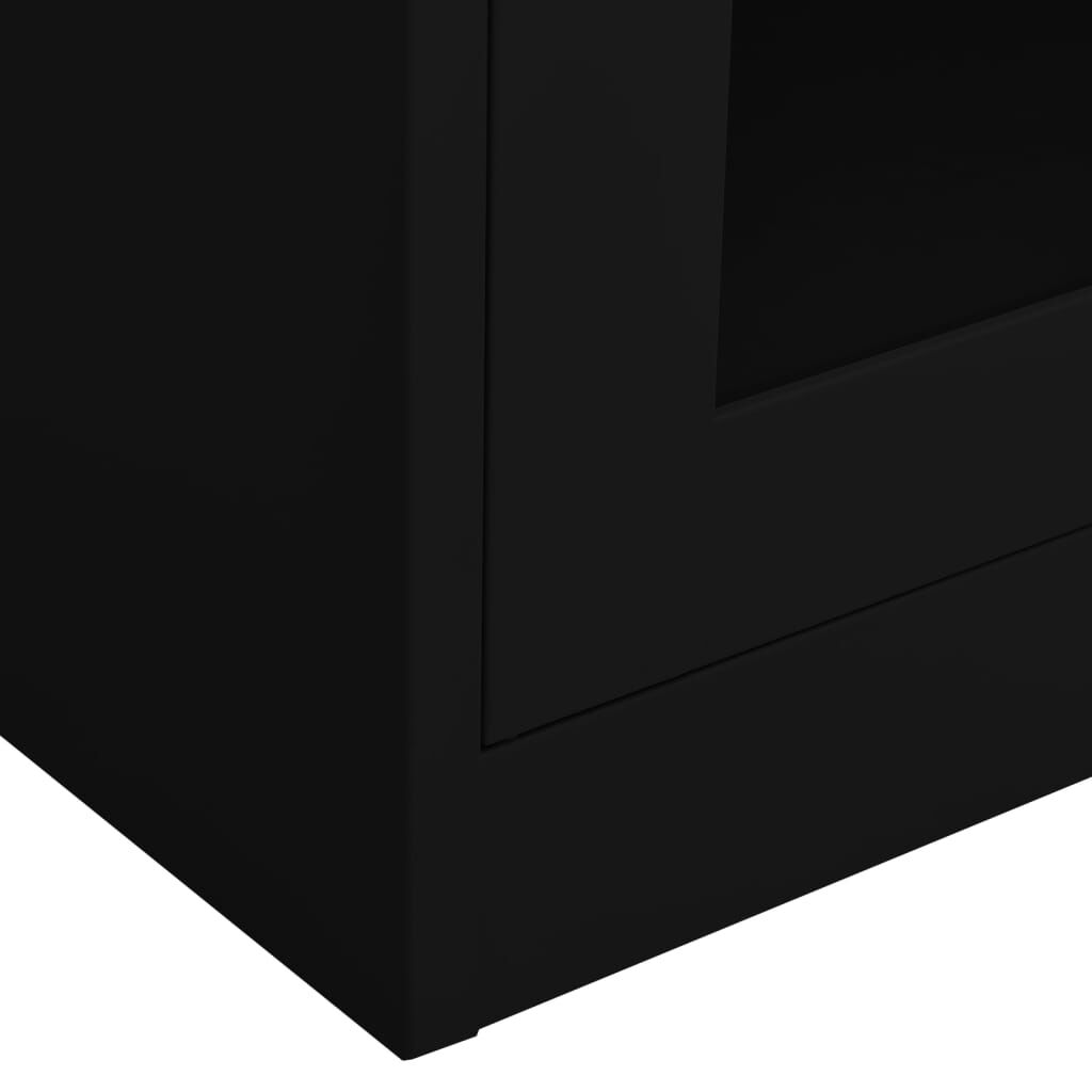 vidaXL Ντουλάπα Γραφείου Μαύρη 90x40x180 εκ. από Ατσάλι / Ψημένο Γυαλί
