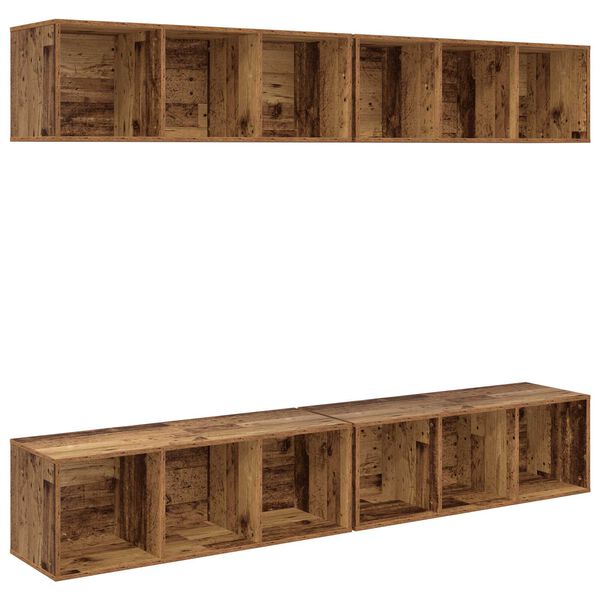 vidaXL Τηλεοπτική Κάβα Τοίχου 4 pcs Παλιό ξύλο 37 x 37 x 107.5 εκ