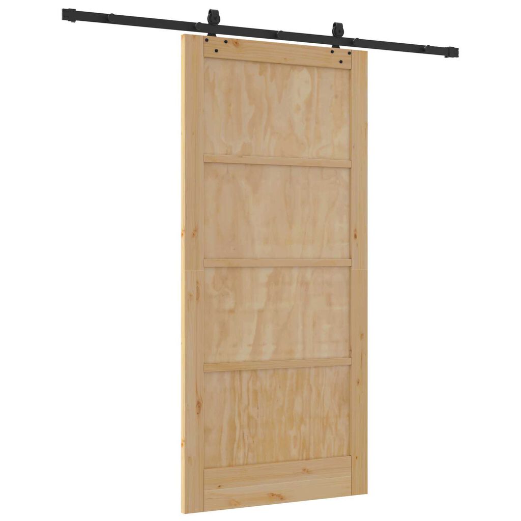 vidaXL Συρόμενη Πόρτα Φυσικό και μαύρο 93 x 202 cm