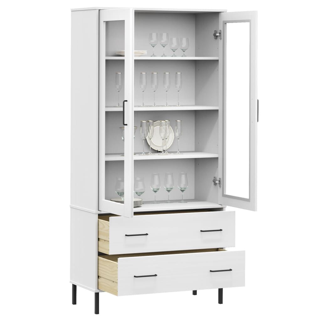 vidaXL Βιβλιοθήκη OSLO Λευκή 85x35x172,5 εκ. Μασίφ Ξύλο με Μετ. Πόδια